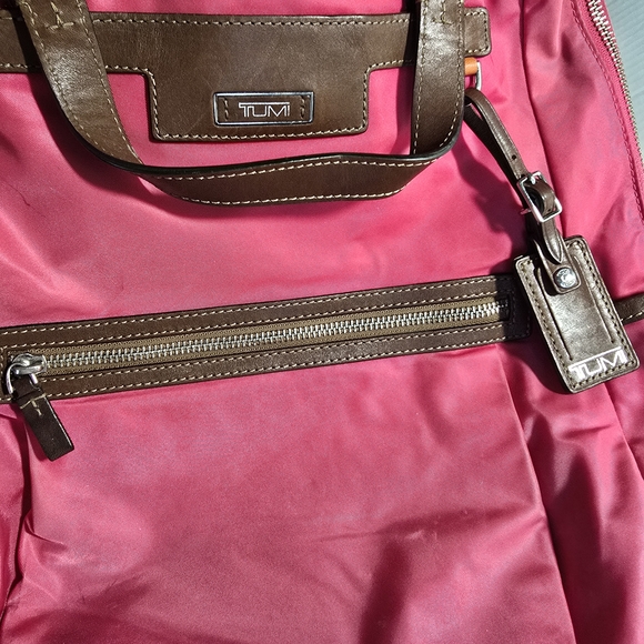 Tumi Pink and Brown Women's Backpack Y2K Vintage 90s - Picture 12 of 16